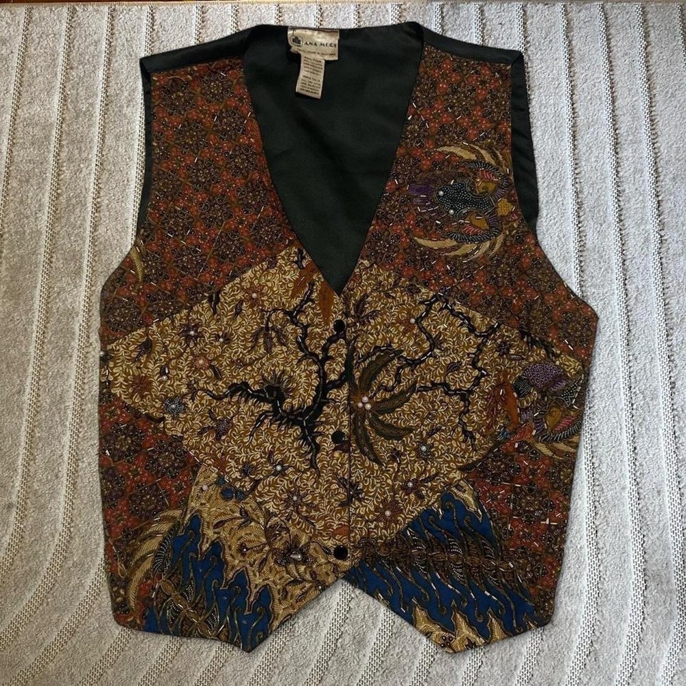 VTG Y2K Ana Mori multicolored beaded vest one Size boho glam party festivals